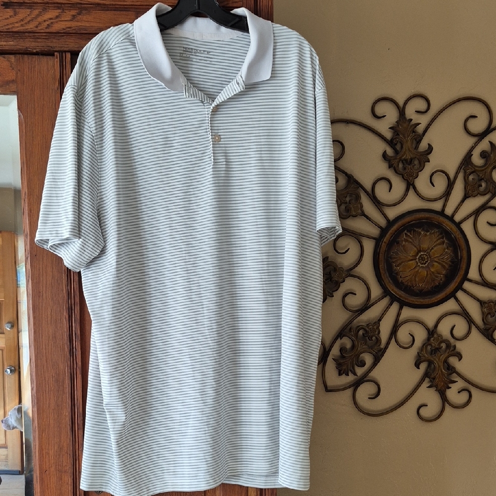 Nike Men's Polo Shirt - White and Gray